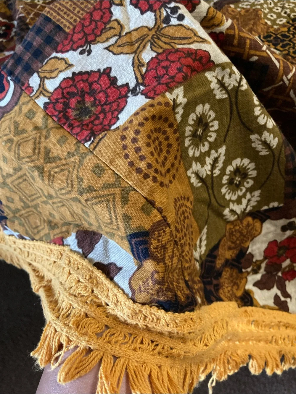 Vintage Tablecloth Round Fringe Harvest Gold MCM Vintage 50